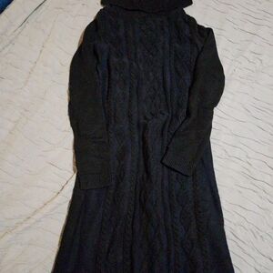 Tommy Hilfiger Navy Blue Cable Knit Turtleneck Sweater Dress
